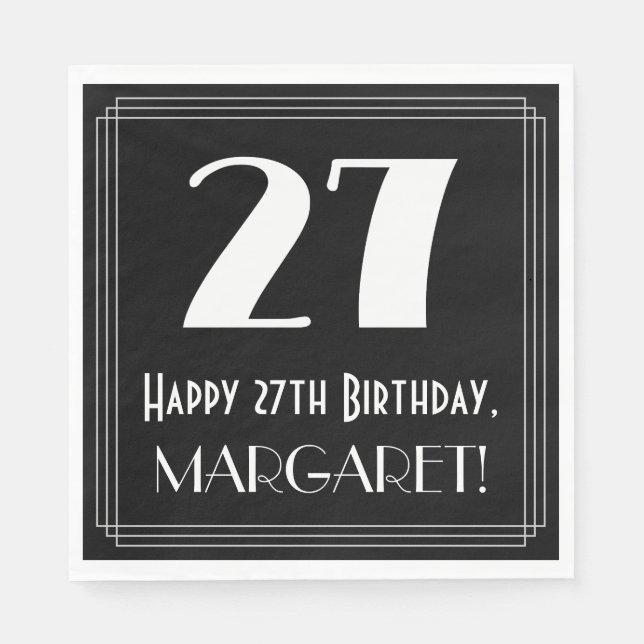 Guardanapo De Papel 27º aniversário ~ Arte Deco Inspirou "27", Nome (Frente)