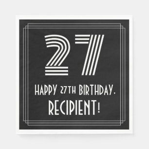 Guardanapo De Papel 27.º Aniversário: Art Deco Inspirou "27" + Nome