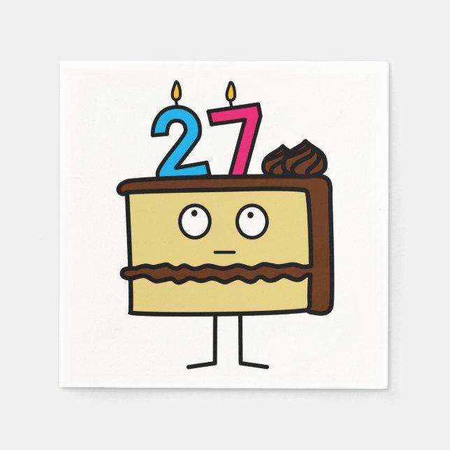 Guardanapo De Papel 27o Bolo de aniversário com velas (Frente)