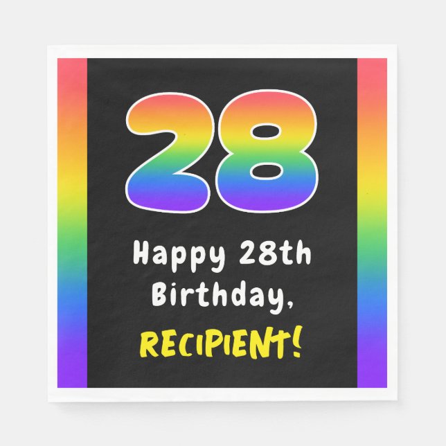 Guardanapo De Papel 28th Birthday: Rainbow Spectrum # 28, Custom Name (Frente)