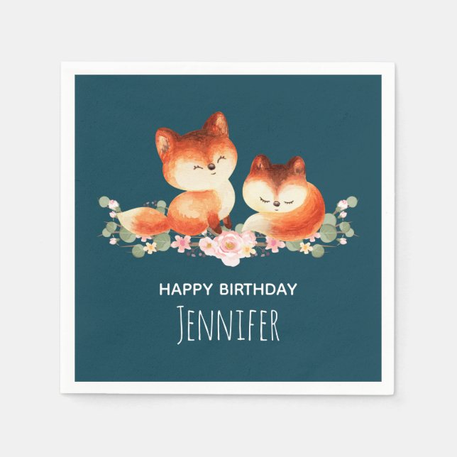 Guardanapo De Papel 2 Raposas Vermelhas Cachorras Design (Frente)