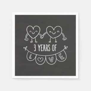 Guardanapo De Papel 3º Aniversário Gift Chalk Hearts