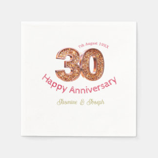 Guardanapo De Papel 30º Feliz Aniversário metálico dourado adicionar n