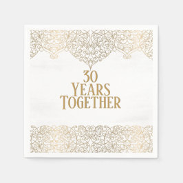 Guardanapo De Papel 30 Aniversário Dourado Lugar Em Nápoles Brancas