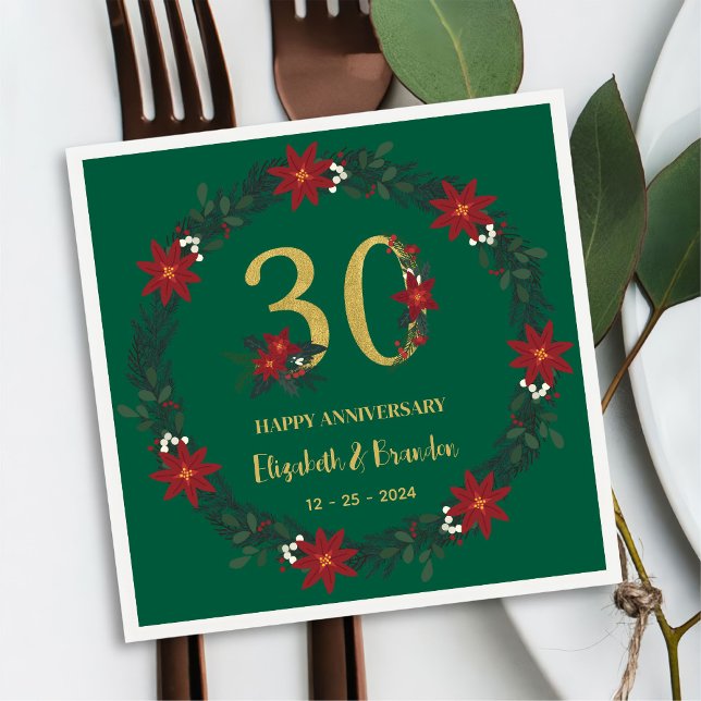 Guardanapo De Papel 30 Aniversário Personalizado de Natal Napkins (Criador carregado)
