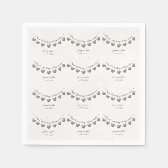 Guardanapo De Papel 30 pérola casamento do aniversário de casamento (Frente)