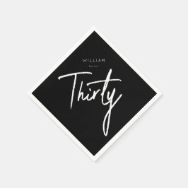Guardanapo De Papel 30 Preto Moderno Trinta e Trinta festas de anivers