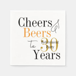 Guardanapo De Papel 30 Years Retirement Cheers Beers Minimal Party