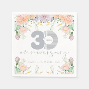 Guardanapo De Papel 30o aniversário de casamento floral elegante