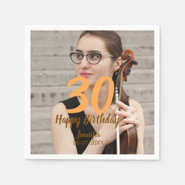 Guardanapo De Papel 30th birthday add name date year white photo