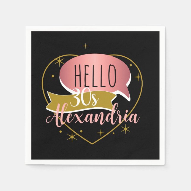 Guardanapo De Papel 30th birthday hello 30 Personalized heart (Frente)
