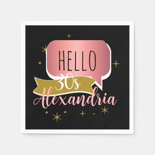 Guardanapo De Papel 30th birthday hello 30 Stylish Personalized (Frente)