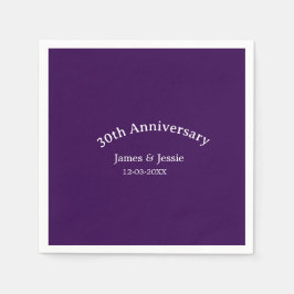 Guardanapo De Papel 30th wedding anniversary name date purple simple 