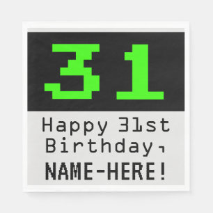 Guardanapo De Papel 31º Aniversário - Estilo Nerdy / Geeky "31" & No
