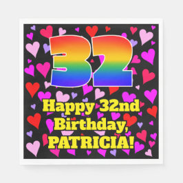 Guardanapo De Papel 32º Aniversário: Padrão de Corações Adoráveis, Arc
