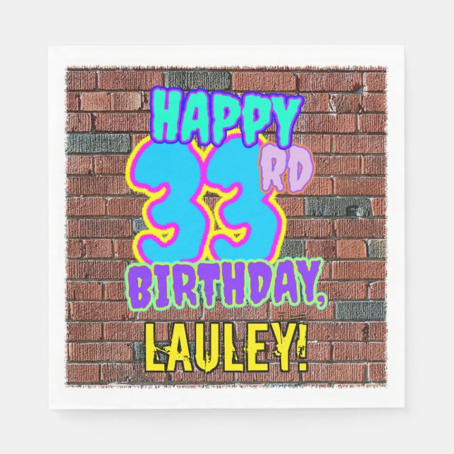 Guardanapo De Papel 33º aniversário ~ Divertido, Grafite Urbano Inspir (Frente)