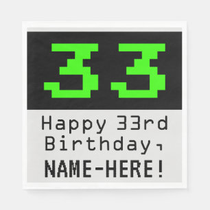 Guardanapo De Papel 33º Aniversário - Estilo Nerdy / Geeky "33" & No