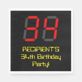 Guardanapo De Papel 34.º aniversário: Estilo de Relógio Digital Vermel