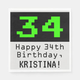 Guardanapo De Papel 34.º aniversário - Estilo Nerdy / Geeky "34" & Nom