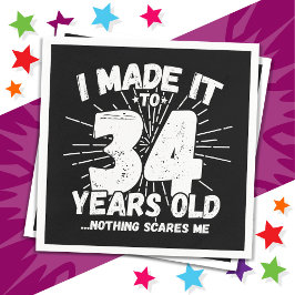 Guardanapo De Papel 34 anos Sarcástico Meme Engraçado 34 anos aniversá