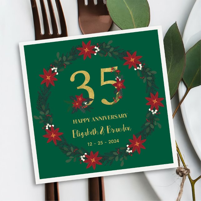 Guardanapo De Papel 35º Aniversário Personalizado Natal Napkins (Criador carregado)