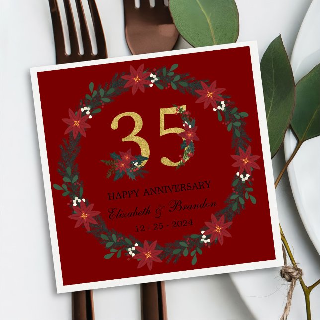 Guardanapo De Papel 35º Aniversário Personalizado Natal Napkins (Criador carregado)
