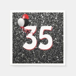 Guardanapo De Papel 35 Balões de Aniversário sobre Nápoles Negro