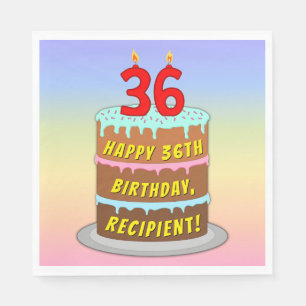 Guardanapo De Papel 36.º aniversário: Bolo e Velas Divertidas + Nome P
