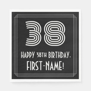 Guardanapo De Papel 38.o aniversário: Art Deco Inspira "38" + Nome