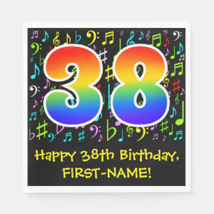 Guardanapo De Papel 38.o aniversário - Símbolos de música coloridos