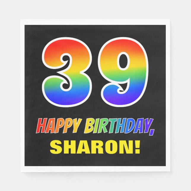 Guardanapo De Papel 39º aniversário: Negrito, Divertido, Simples, Arco (Frente)