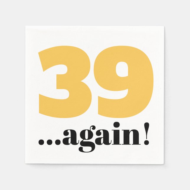 Guardanapo De Papel 39 comemoração amarela do aniversário do ouro (Frente)