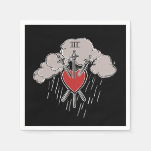 Guardanapo De Papel 3 de Espadas Amor Coração Ilustração Tarot Três