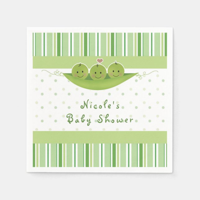 Guardanapo De Papel 3 Ervilhas em um Chá de fraldas de Pod Triplets Pe (Frente)