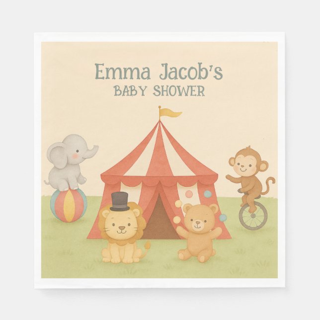 Guardanapo De Papel 3 Ring Circus Baby Shower (Frente)