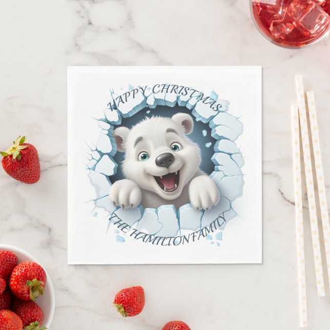 Guardanapo De Papel 3D Natal do Urso Polar Bonito (Insitu)