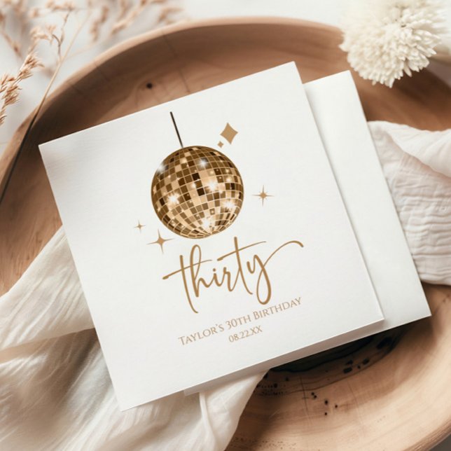 Guardanapo De Papel 3Dourado Partido aniversário de 30 anos de Bola Di (Criador carregado)