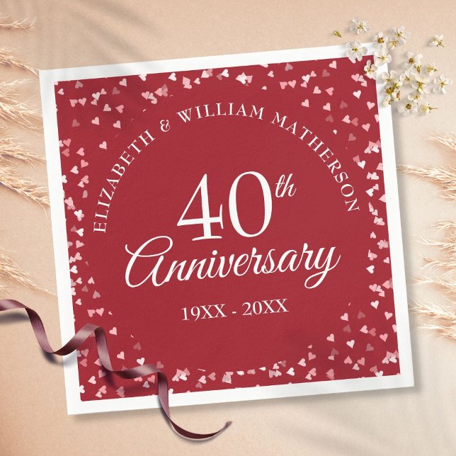 Guardanapo De Papel 40º aniversário do Love Hearts Confetti (Criador carregado)