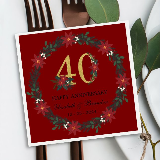 Guardanapo De Papel 40º Aniversário Personalizado Natal Napkins (Criador carregado)