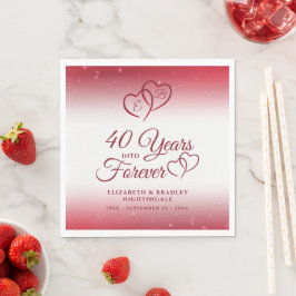 Guardanapo De Papel 40º Aniversário Ruby Heart 40 ANOS EM SEMPRE