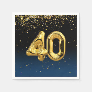 Guardanapo De Papel 40º Balões Dourados e Confetti Napkins