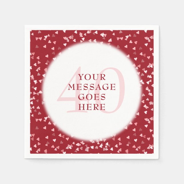 Guardanapo De Papel 40 anos Ruby Love Hearts Confetti (Frente)