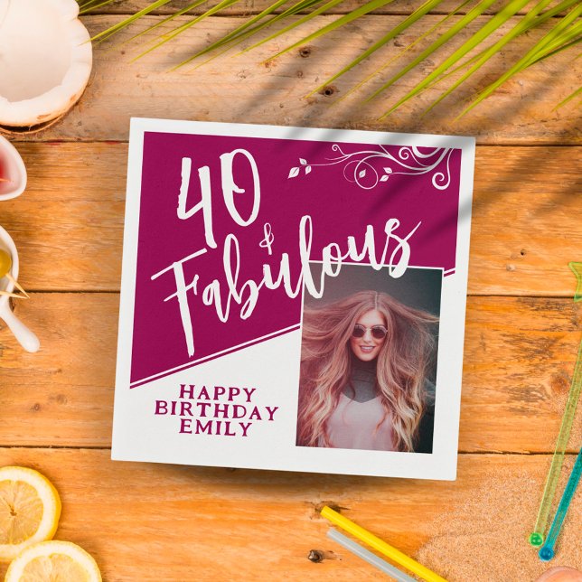 Guardanapo De Papel 40 e Fabuloso aniversário de 40 anos de Fotografia (Criador carregado)