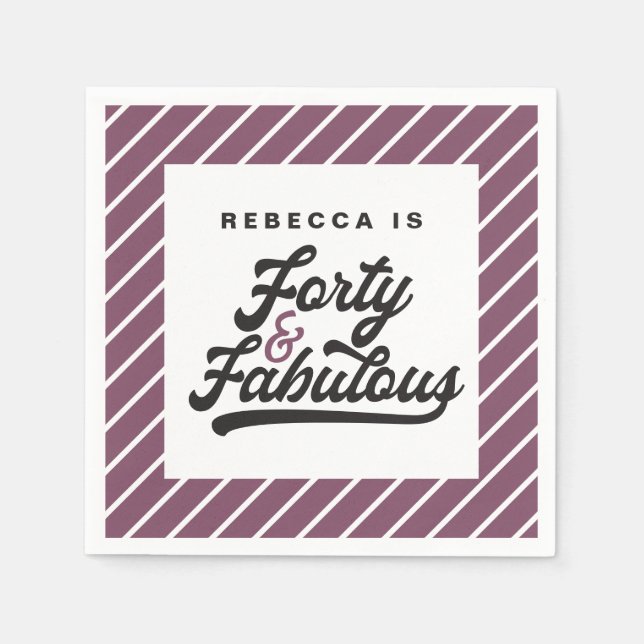 Guardanapo De Papel 40 e fraldas de festa de aniversário fabulosas (Frente)