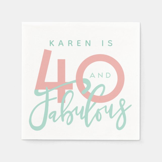 Guardanapo De Papel 40 e fraldas de festa de aniversário fabulosas (Frente)