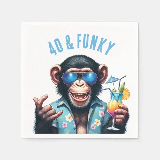 Guardanapo De Papel 40 e Funky Summer Monkey 40º Aniversário (Frente)