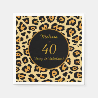 Guardanapo De Papel 40 & Fabulous Birthday Leopard Print Cocktail