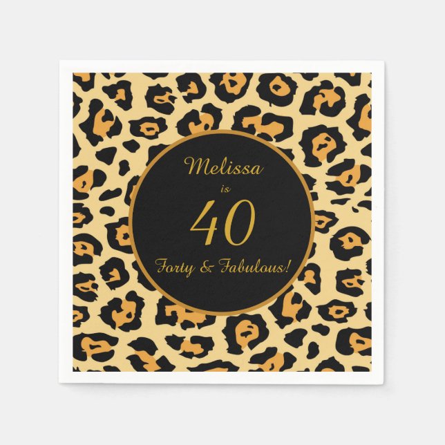 Guardanapo De Papel 40 & Fabulous Birthday Leopard Print Cocktail (Frente)