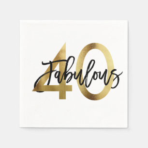 Guardanapo De Papel 40th aniversário Dourado chique elegante moderno