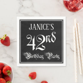 Guardanapo De Papel 42nd Birthday Party — Fancy Script + Custom Name